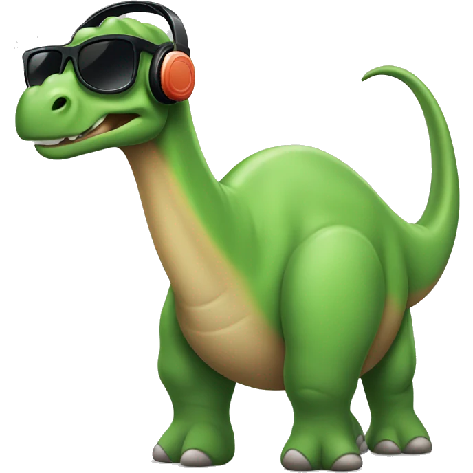 Brontosaurus with headphones and sunglasses emoji