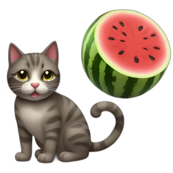 cat and watermelon emoji