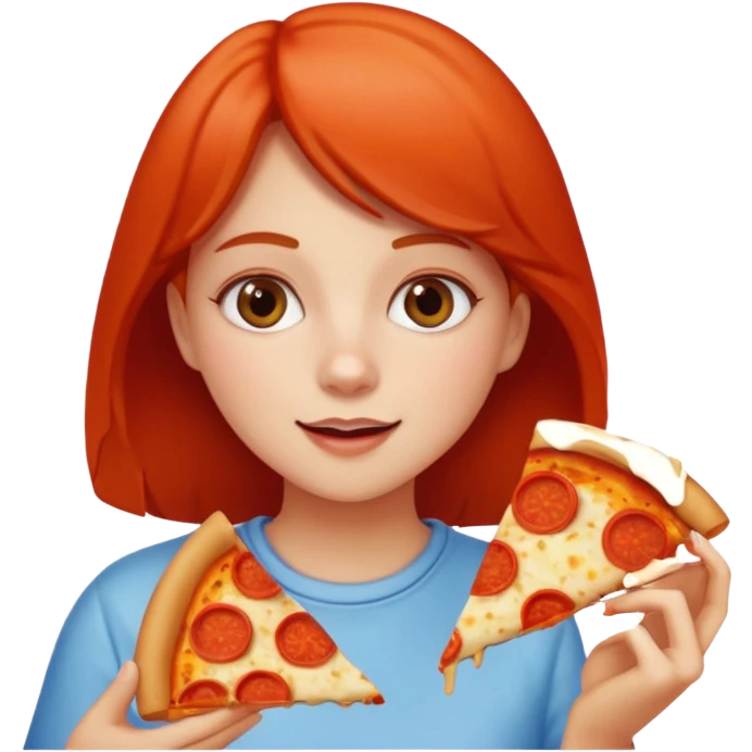 Girl eating pizza emoji