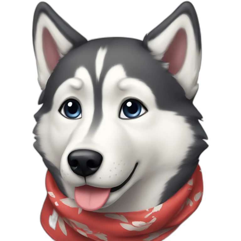 a husky with a foulard emoji