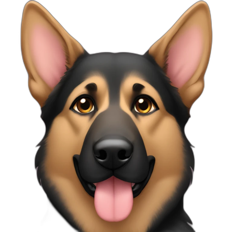Black german shepherd with tan eyebrows and hearts emoji