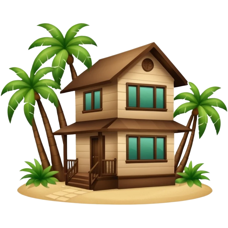 Brown house in Hawaii with green palm tree emoji