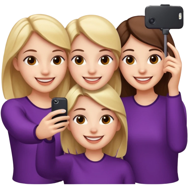Three girls taking selfie emoji