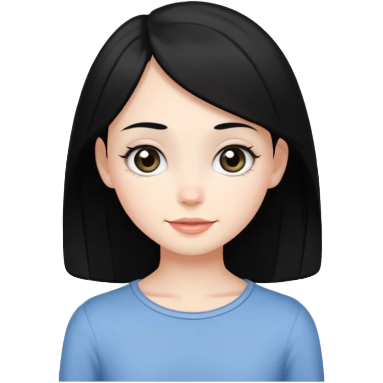 A white skin daughter with black hair and eyes. Skinny and cute emoji