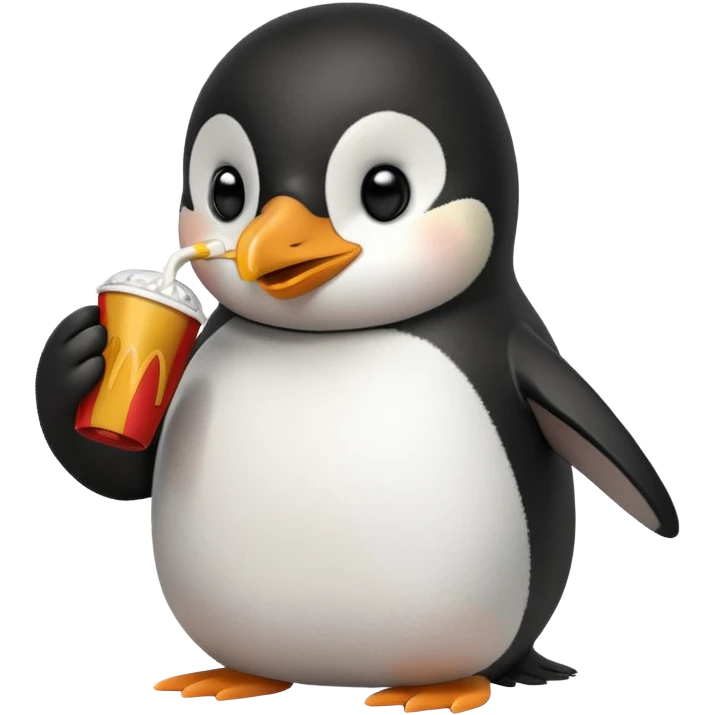 pinguino che mangia McDonald's  emoji