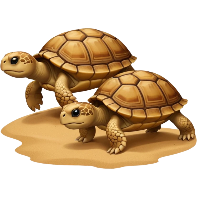 2 land turtles on the sand emoji