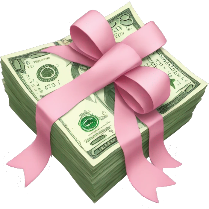 money stack with light pink bow emoji