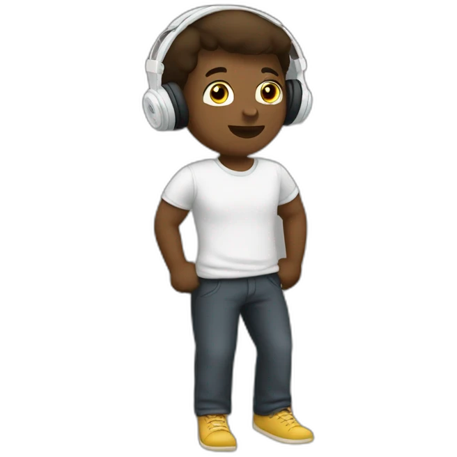 white student listening to music on class emoji