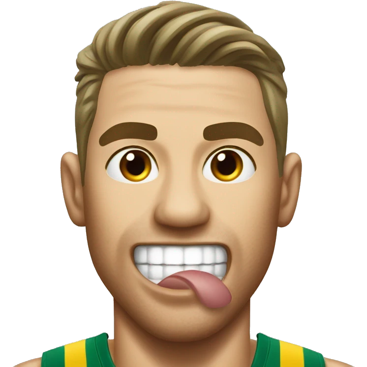 Australian Olympics athlete with his tongue poked out emoji