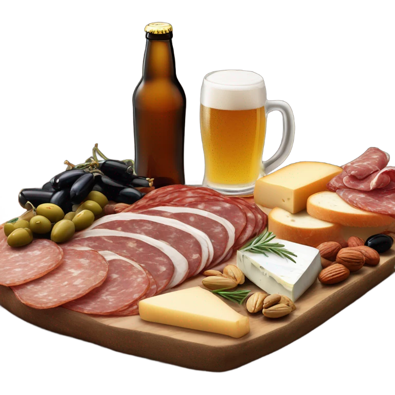 charcuterie with a beer emoji
