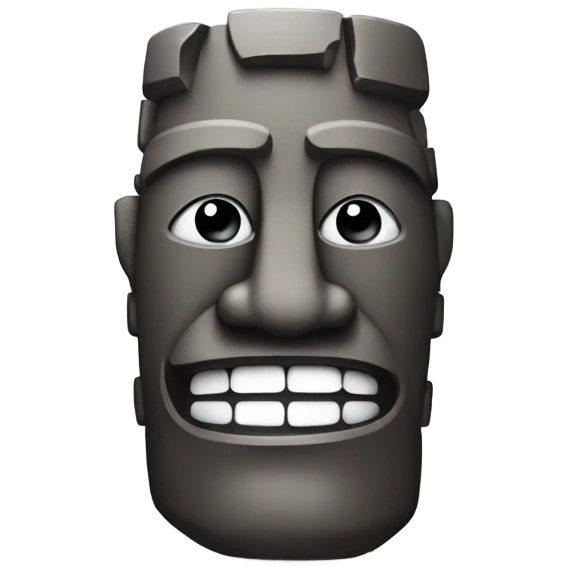 Moai with glass and a chill smile emoji