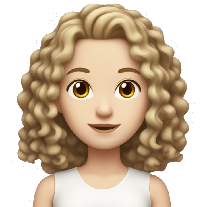 pale white girl with brown shoulder length ringlets hair.   emoji