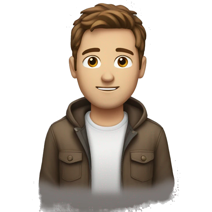 medium white male with brown hair, skinfade and brown eyes emoji