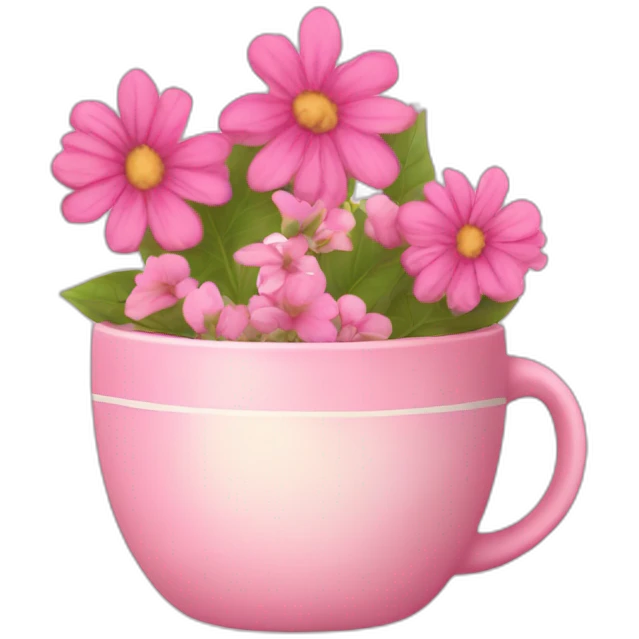 pink cup of tea with flowers emoji