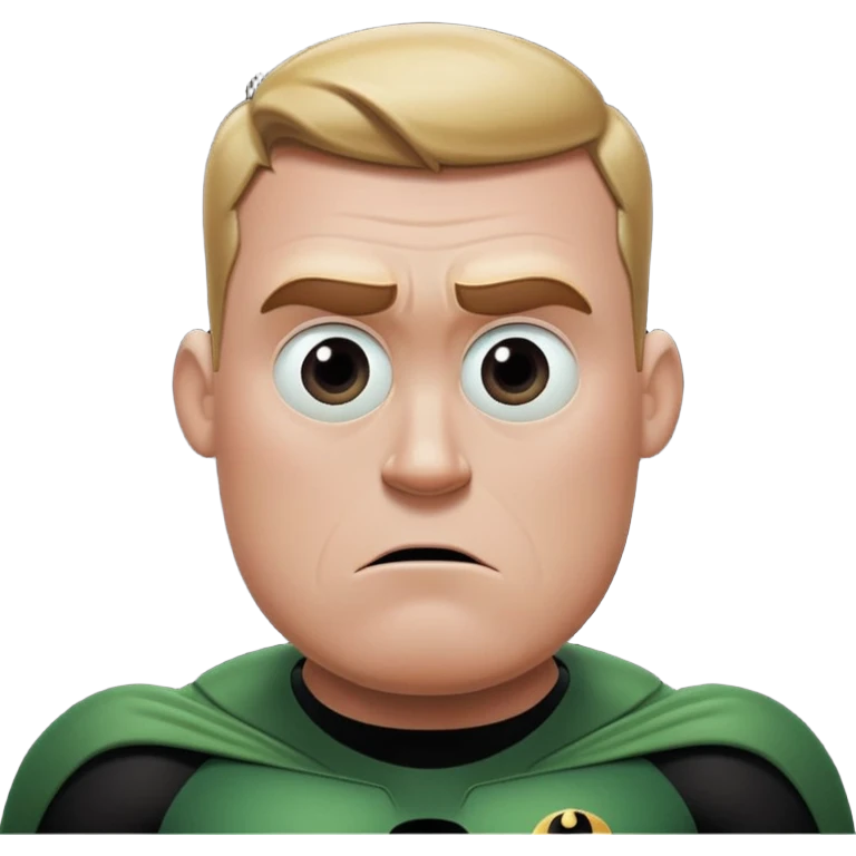 Mr incredible with a kinda worried straight face and he has no eyes and Mr incredible is a dark army color and the background is pitch black emoji