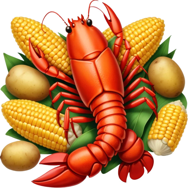 Louisiana crawfish boil with corn and potatoes emoji