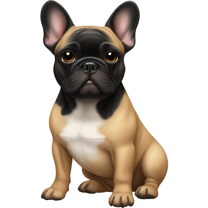 Tan French bulldog with black face emoji