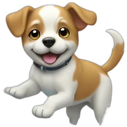 little dog on a wave emoji