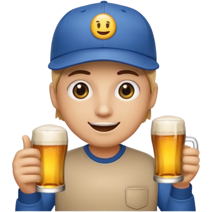 make an emoji holding a credit card and a beer with a flat brimmed baseball cap and glossy eyes emoji