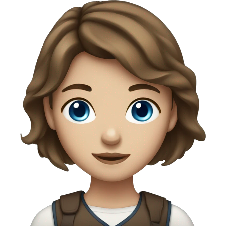 Girl with brown hair and blue eyes emoji