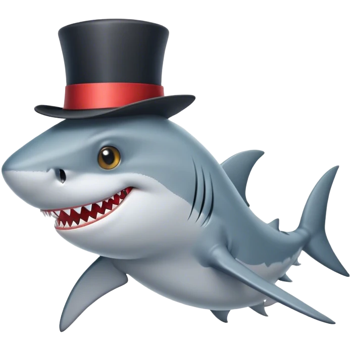 Shark with a top hat emoji