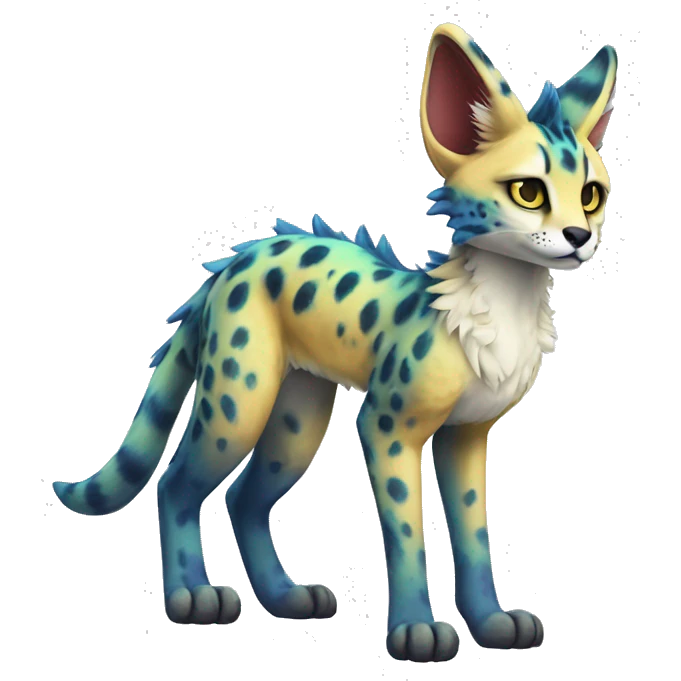 Cute Kawaii Epic Colorful Sergal-Serval-Vernid full body emoji