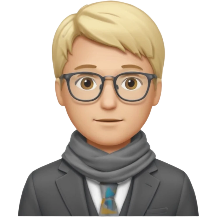 gray scarf male blond hair with suit glasses emoji