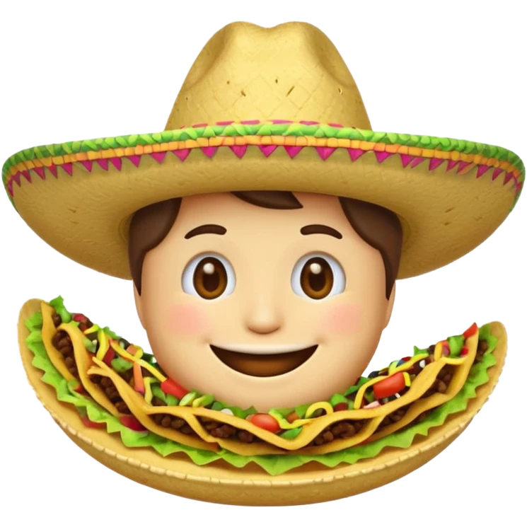 smile emoji with sombrero hat eating taco emoji