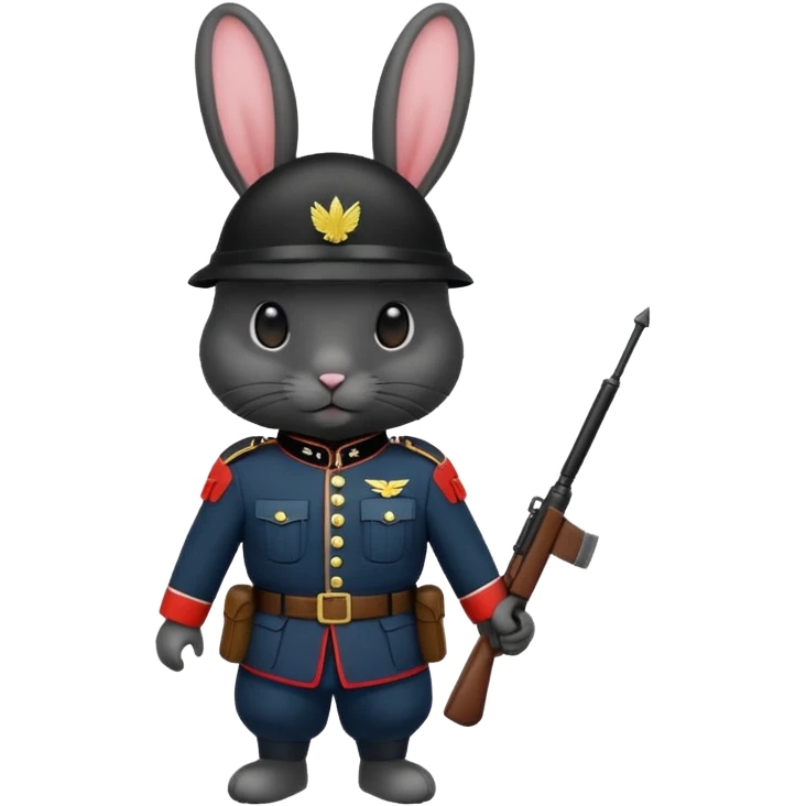 black rabbit with soldier costume emoji