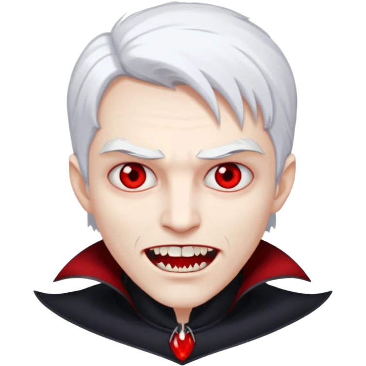  young vampire with red eyes and white hair emoji