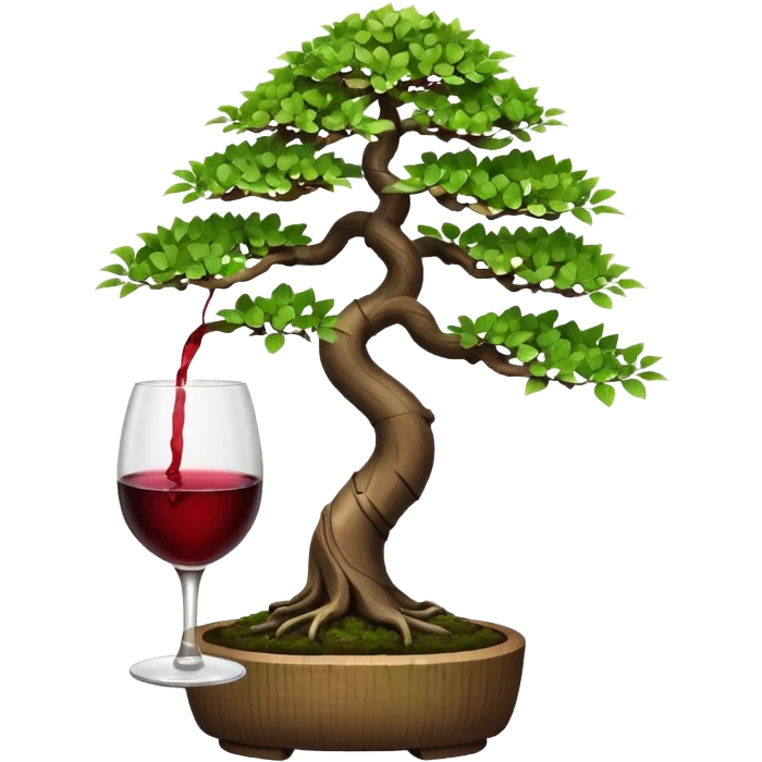 Bonsai tree ‘holding’ glass of wine emoji