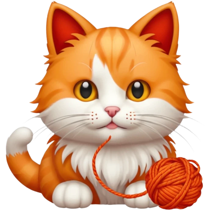 cat playing red thread  emoji