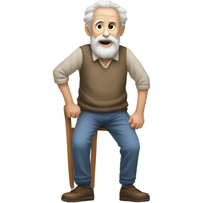 Really hairy old man with one big and one small leg emoji