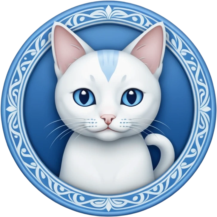 White and blue Cat art aesthetic nouveau emoji