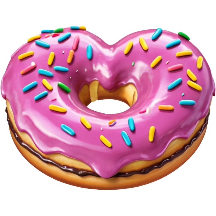 Realistic isolated heart shaped donut with mauve frosting. emoji