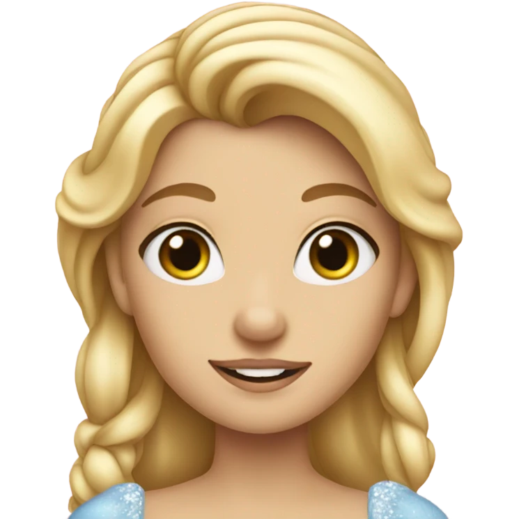 blonde girl in Cinderella dress at castle emoji