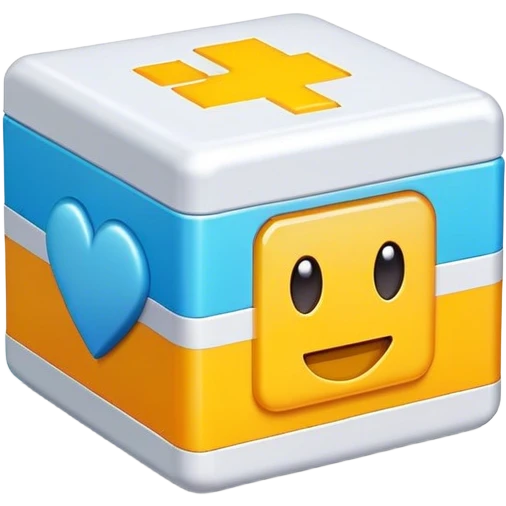 Clash of Clans aesthetic: Cinematic Playful Pixel 3D Health Box Portrait Emoji, rendered in a 3D vector-style similar to standard emojis with minimal shading and bold, simplified shapes. A compact, distinct form with signature details, softly glowing with a pixelated adventure charm. Simplified yet unmistakably iconic, highly detailed and consistent, glowing with a soft radiance and high shine. Stylized with a touch of classic pixel-art charm and a soft glowing outline, capturing the essence of a beloved gaming relic with a friendly, playful manner! emoji