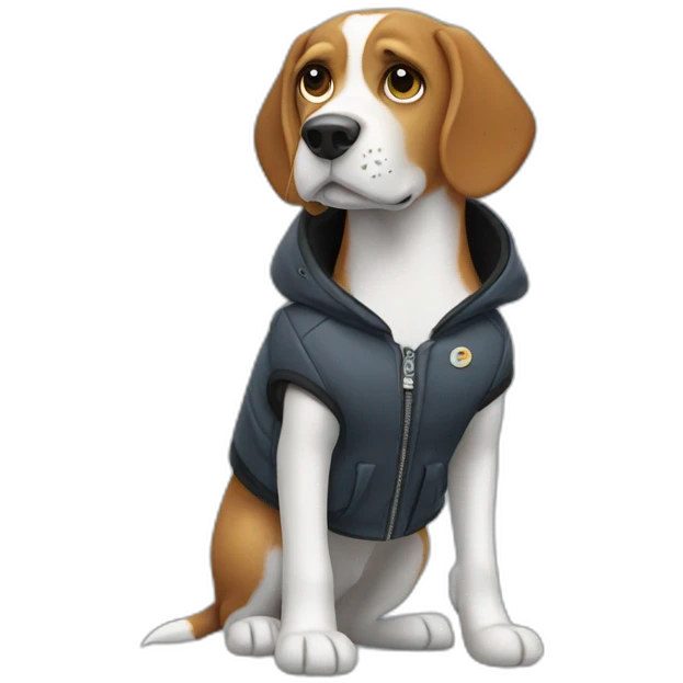 Beagle avec une veste emoji