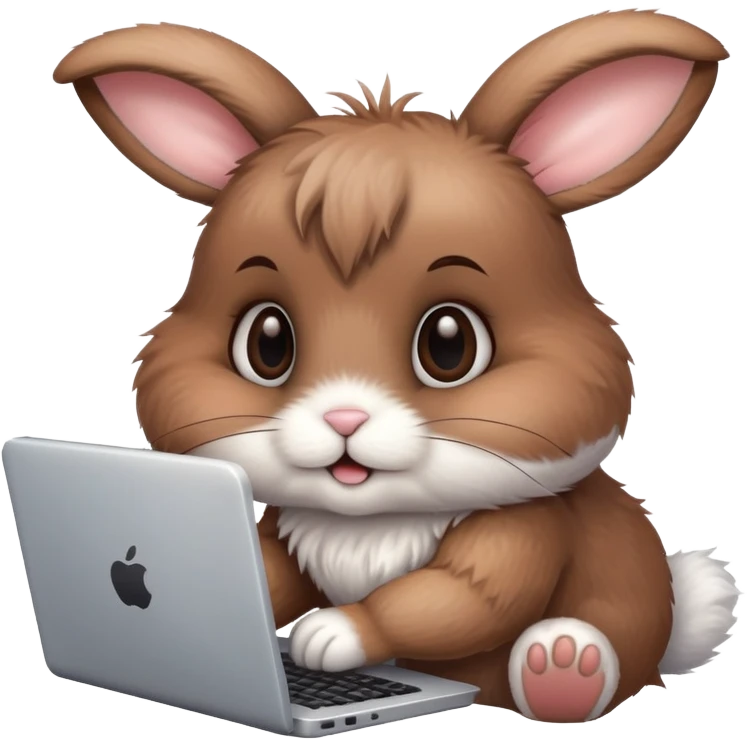 Little bunny working on computer emoji