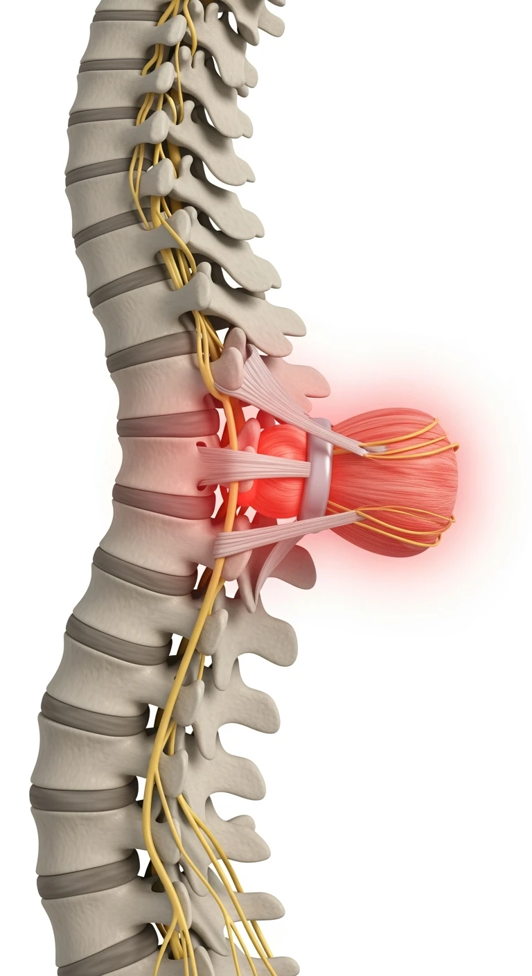 spina dorsale anatomica umana infiammata con ernia, ISOLATO SU SFONDO BIANCO emoji