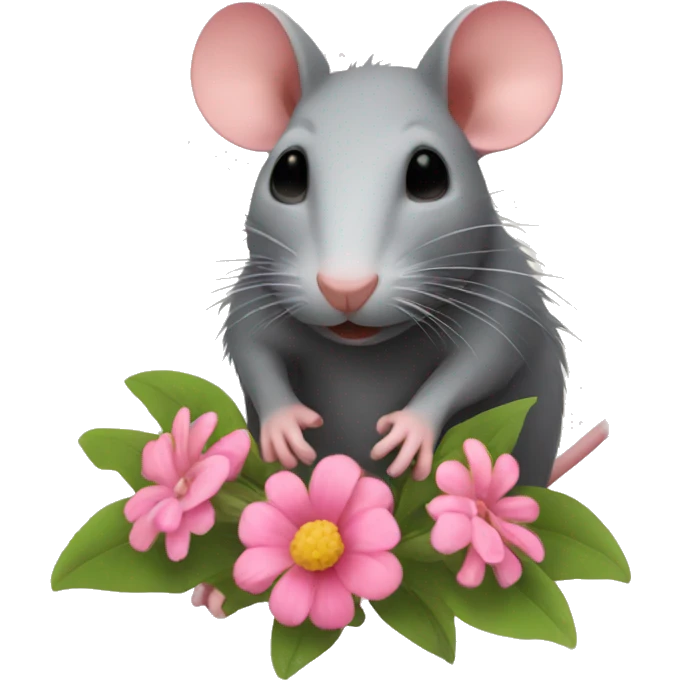 rat with flowers emoji