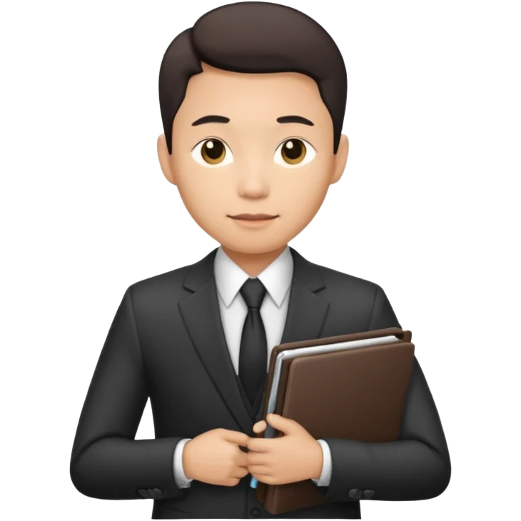 a financier asian man with a portfolio emoji