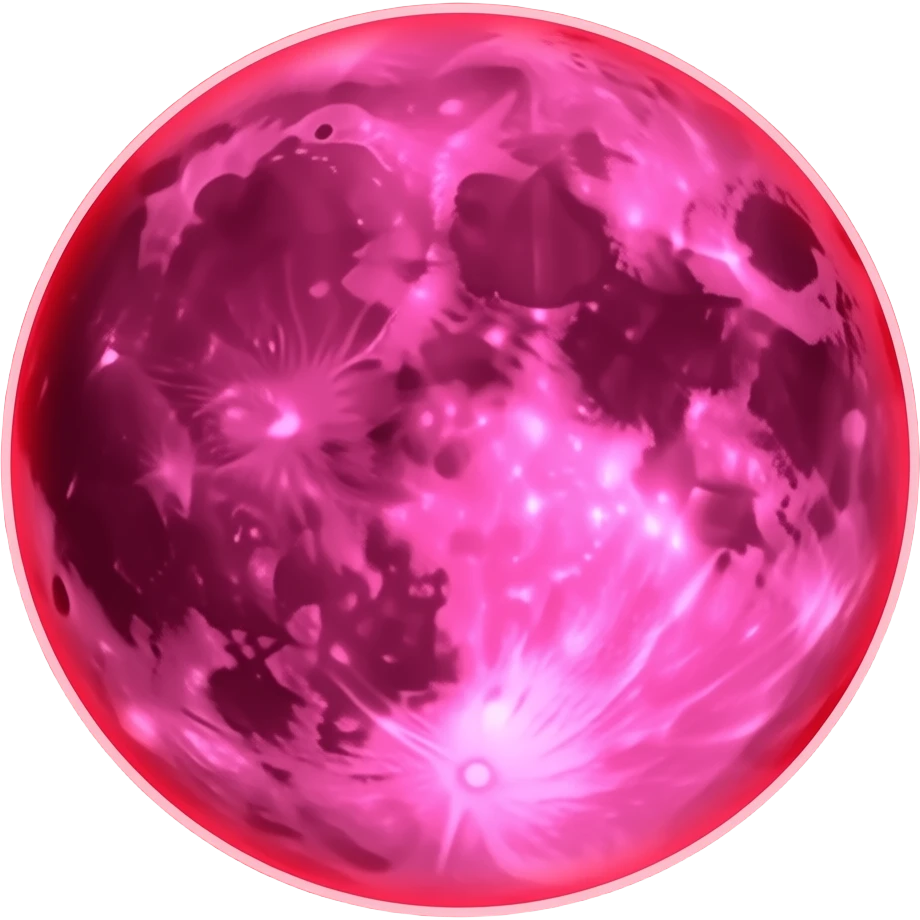 glossy iridescent crimson red fantasy moon marry with glowing neon-red outline emoji