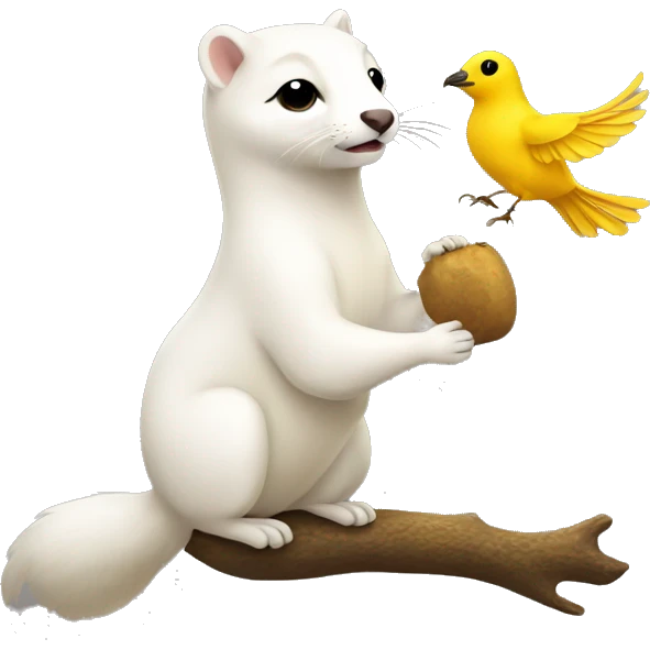 ermine playing a yellow bird emoji