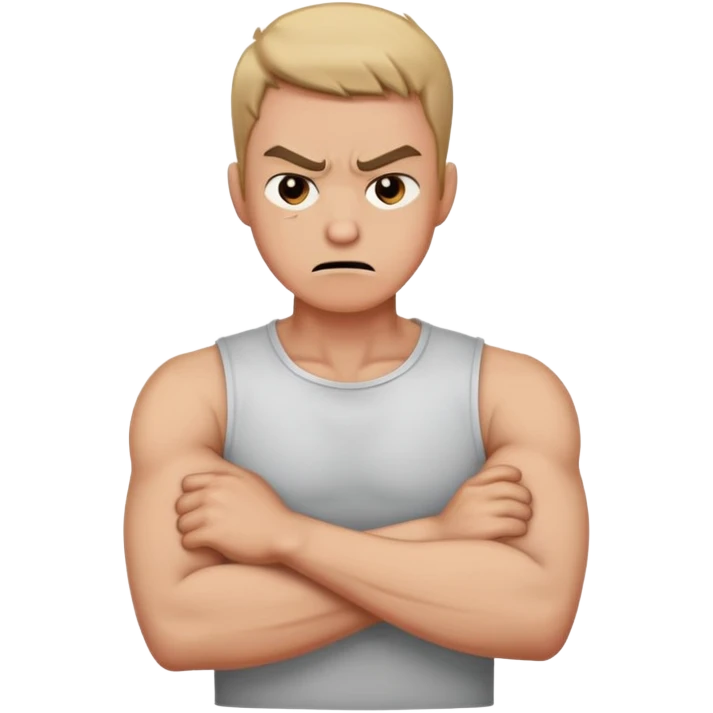 guy crossing arms holding neck angry emoji