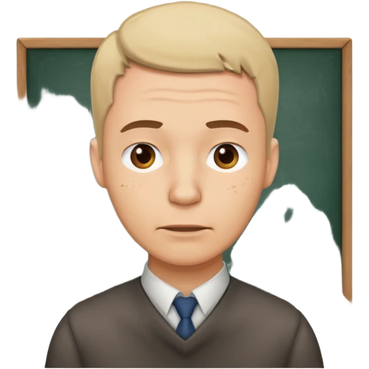 a man teacher, head is slanted, with an aching logo beside the neck emoji