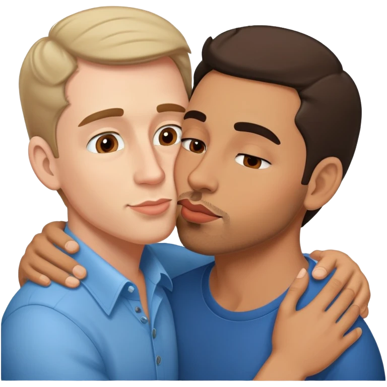 Kissing my boyfriend on the cheek gay one white one Hispanic  emoji