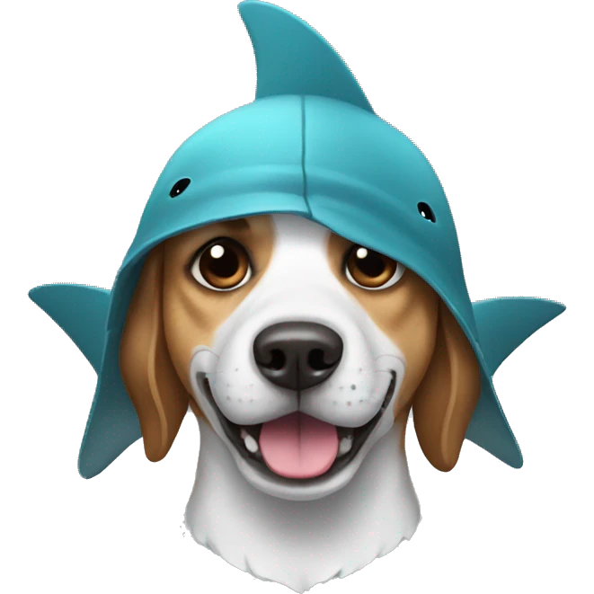 Dog with a shark hat on emoji