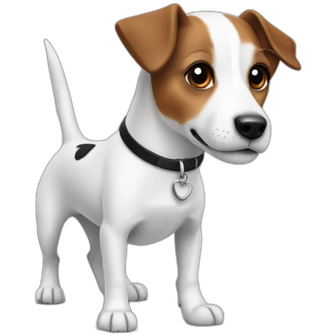 jack Russell dog with half brown half white head and black ears  emoji