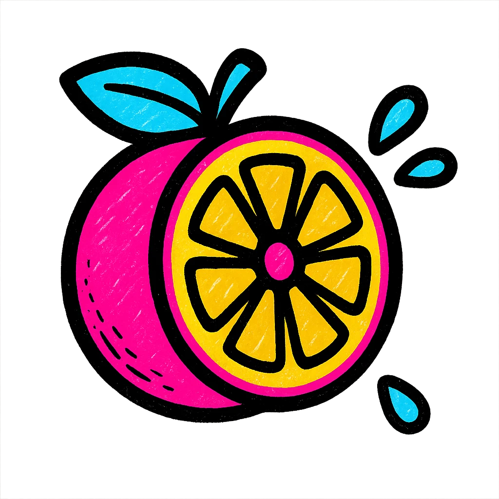 vibrant stylized emoji of a sliced orange, suitable as a sprite for a 2D fruit ninja game emoji